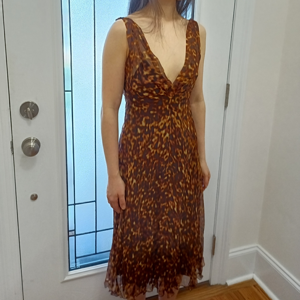 Vintage Alberta Ferretti leopard print silk dress